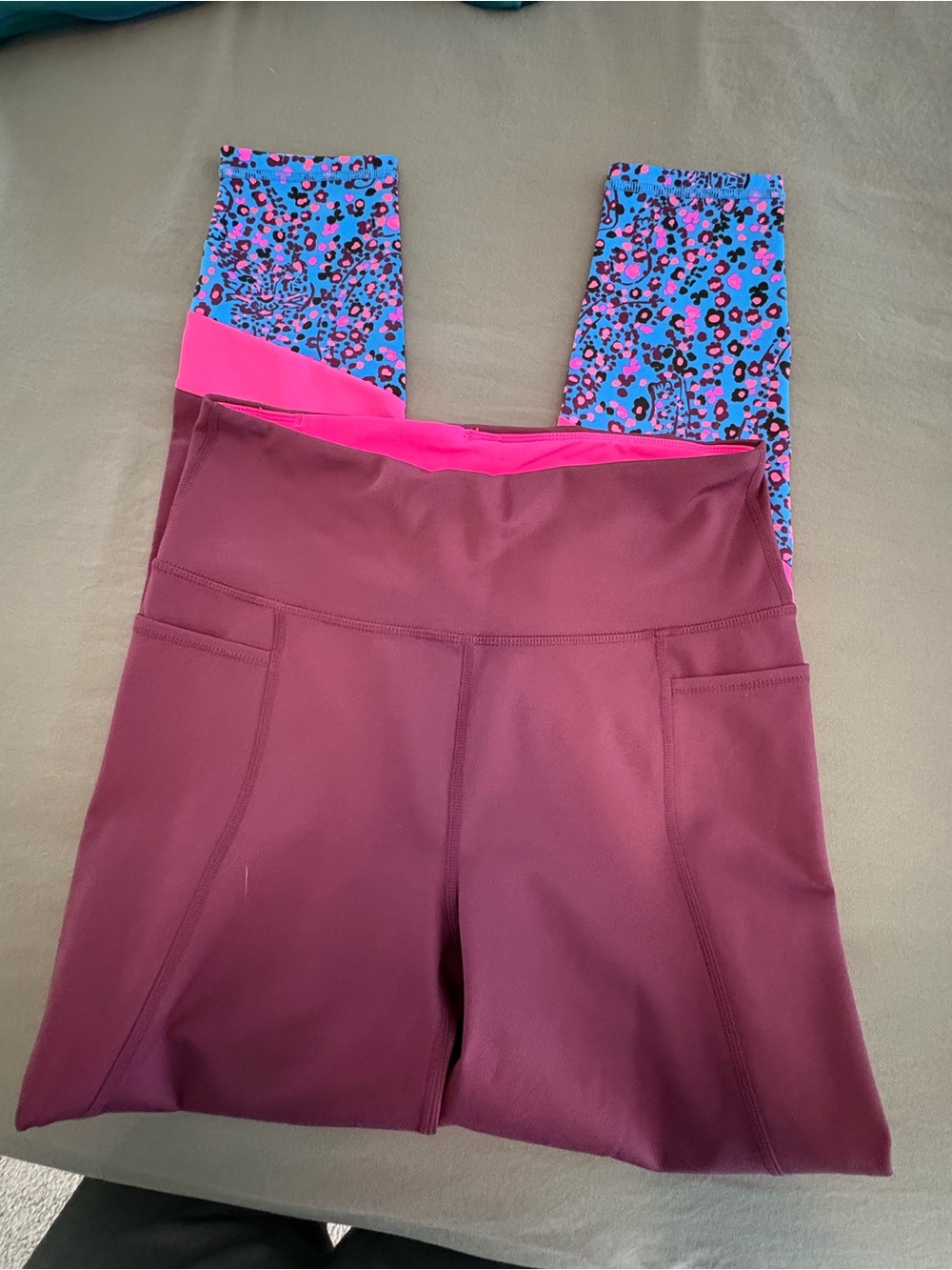 Lilly Pulitzer Maroon leggings with Pink & Blue Printed Leggings